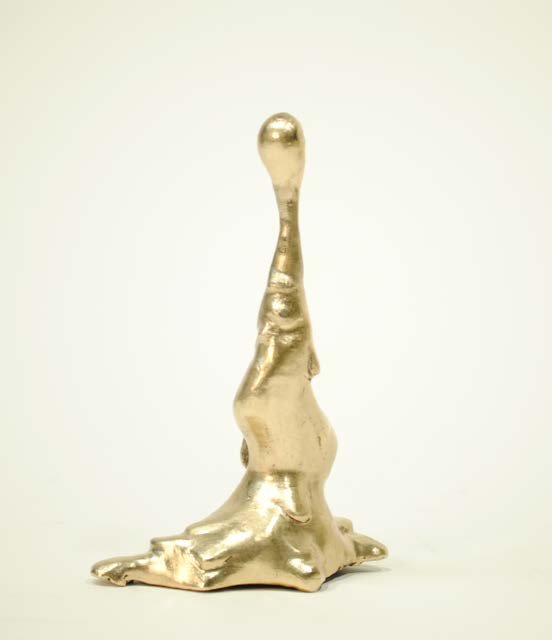 Spring, polished bronze: a drop of water rising from the ground.